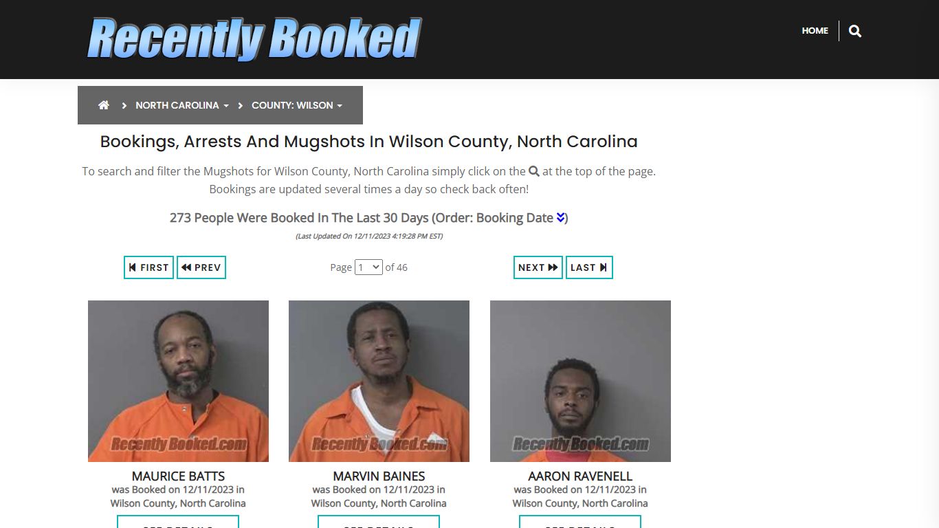 Bookings, Arrests and Mugshots in Wilson County, North Carolina