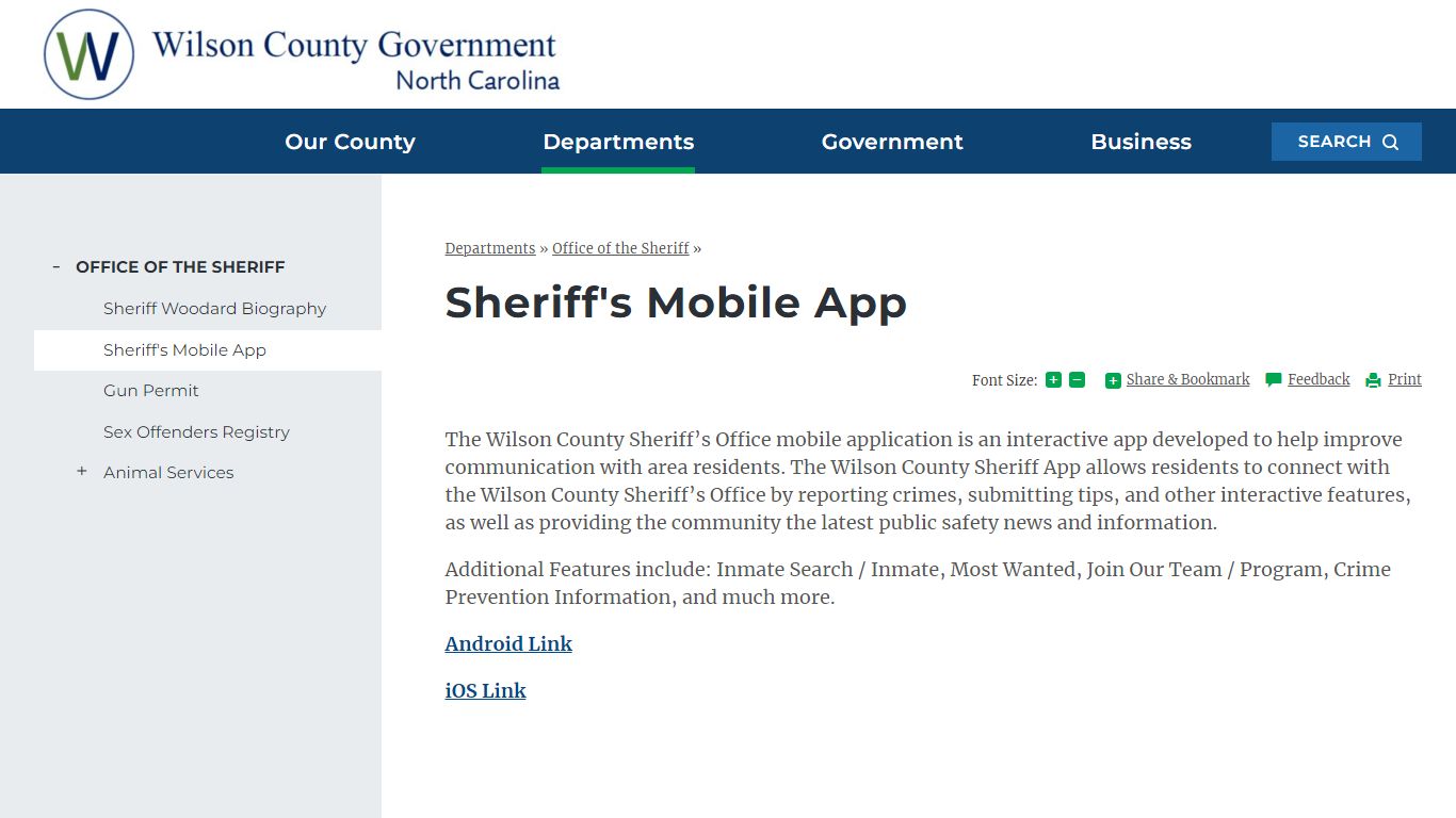Sheriff's Mobile App | Wilson County